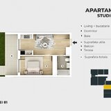 Metrou Berceni, apartament tip studio, curte proprie 17 mp, comision 0%